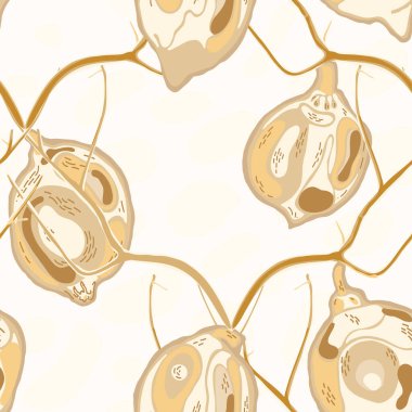 Limonsuz desen. Psikedelik Citron Motifi. Vector Summer Citrus Yazdırma. Sarı Altın Çağdaş El Çizim Arkaplanı. Basit İşaretli Kireç. Botanik Çizim.