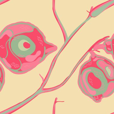 Limonsuz desen. Yeşil Kül ve Pembe İşaretli Kireç. Botanik Çizimi. Vector Summer Citrus Yazdırma. Modern El Çizimi Arkaplanı. Psikedelik Citron Motifi.