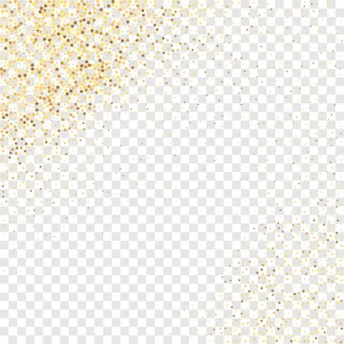 Şeffaf Arkaplan 'da Star Sequin Konfeti. Noel Partisi Çerçevesi. İzole edilmiş bir doğum günü kartı. Golden Stars Banner 'da. Vektör Altın Parıltısı. Yere Düşen Parçacıklar. Fiş Hediye Kartı Şablonu.