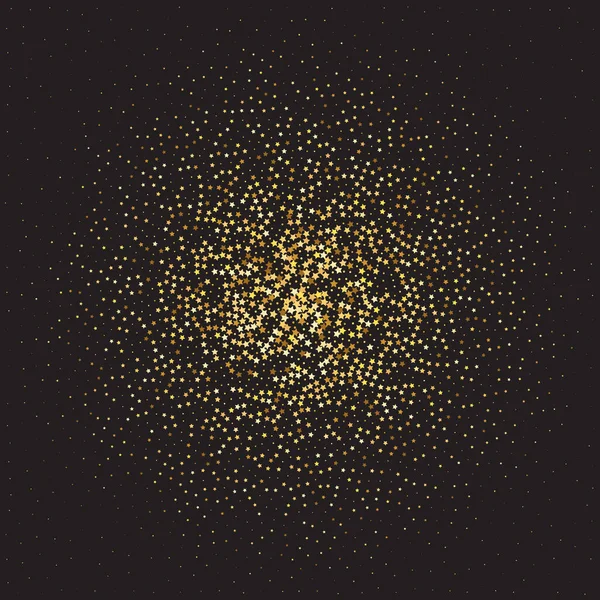 Star Sequin Confetti Sfondo Nero Vettore Gold Glitter Particelle Cadenti — Vettoriale Stock