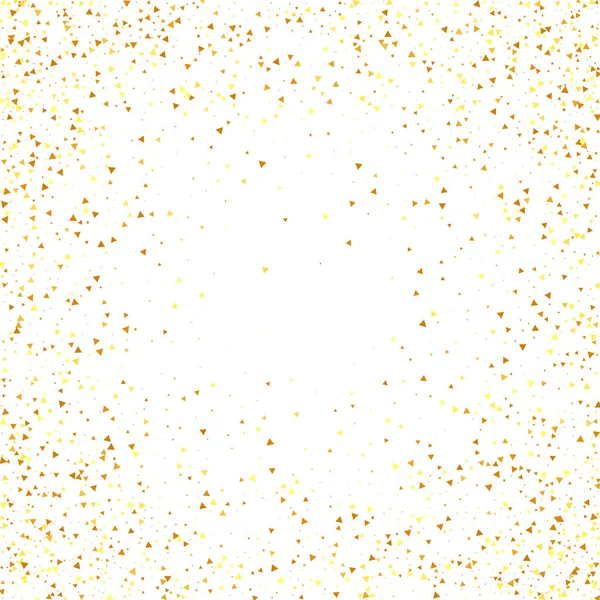 Gold Confetti Red Partículas Polvo Dorado Aisladas Frontera Lámina Fondo — Vector de stock
