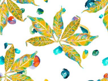 Yaz Vintage Arkaplanı. Canlı Sakura ve Jasmine Print. Suluboya Turuncu Çiçek ve Yapraklar. Paslı Turuncu Biyolojik Yasemin Kusursuz Şablon. Çiçek Ayurveda Deseni.