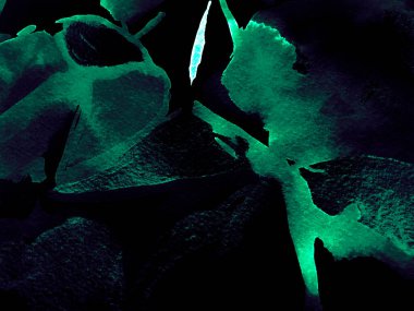 Dağ Çizimi. Green ve Teal Fun Himalayalar. Suluboya Kore baskısı. Çağdaş Geometrik Çizim. Asya Yürüyüşü Rocky arka planı. Biçimli Japon Suluboya Dağları.