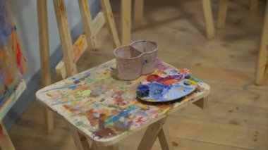 Boyalar ve fırçalar.