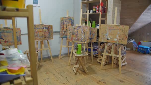 Pittura Easels Art Class — Video Stock