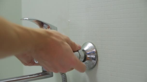 Screwing The Faucet Closeup — Stock Video