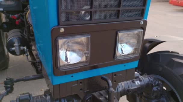 Tractor Headlights Closeup Slow Motion — Stock Video