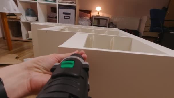 Assemble Furniture With Screwdriver — стокове відео