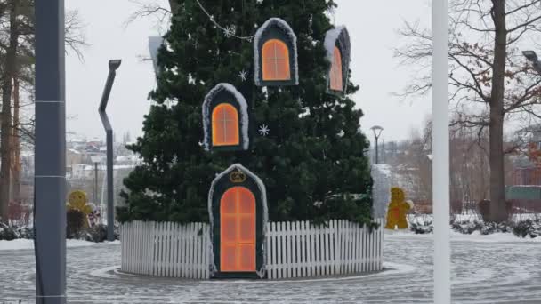 Árbol de Navidad en el día del parque — Vídeo de stock