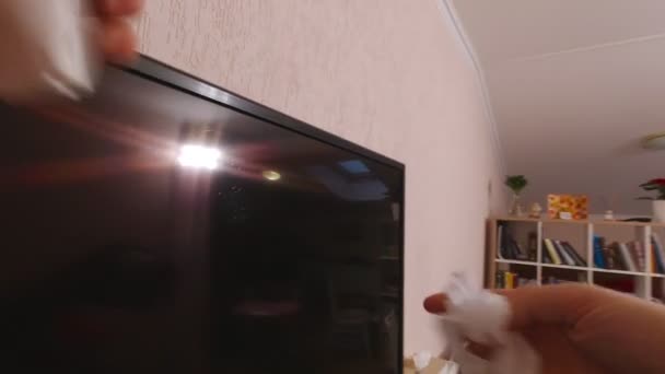 Wipe The TV Display — стоковое видео