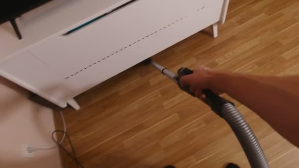 Vacuum The Floor Of The House — стоковое видео