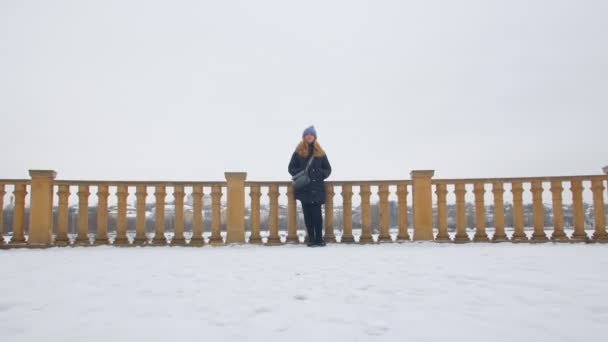 Mulher em comprimento total no inverno — Vídeo de Stock