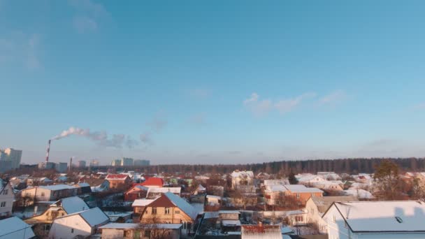 Suburb And Forest Winter Landscape — Stock Video