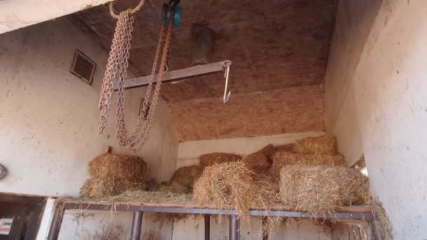 Haystacks en la granja — Vídeos de Stock