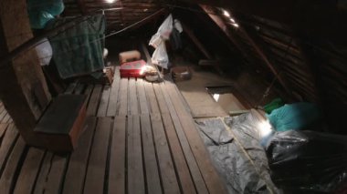 Attic of an old house with junk