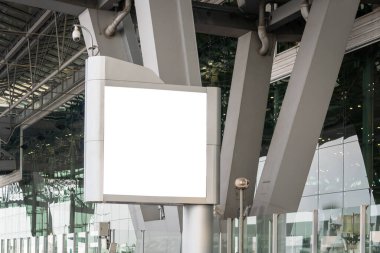Mockup image of Blank billboard posters and led in the airport terminal station for advertising