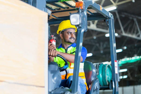 Worker on forklift, Manual workers man working in warehouse, Worker driver at warehouse forklift loader works