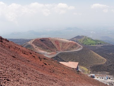 Uyuyan bir krater yanardağı Etna Sicilya İtalya Panoraması