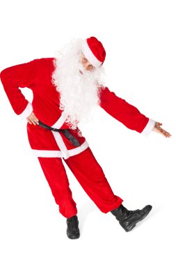 Noel Baba bir boşaltmak izole beyaz arka plan üzerinde gösterilen