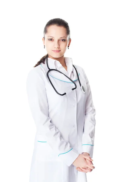 Young smiling female doctor isolated on white background — Stock Photo, Image