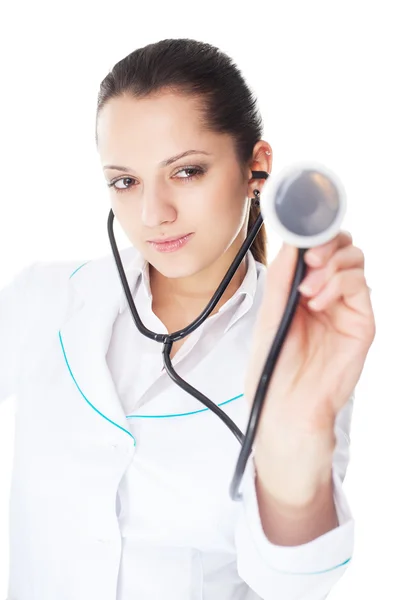 Female doctor holding stethesope — Stock Photo, Image