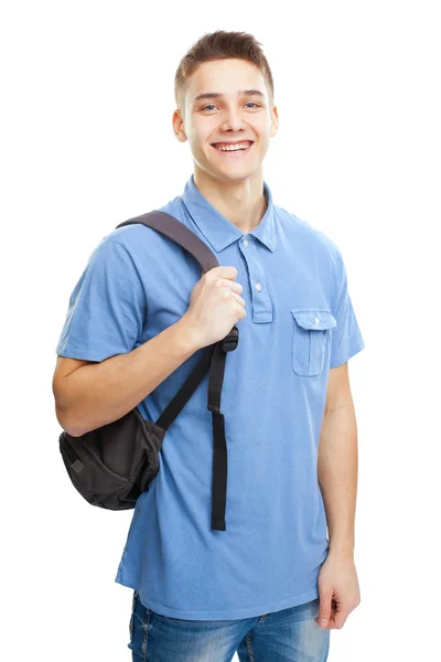 Улыбающийся студент с рюкзаком — стоковое фото