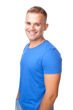 Glimlachende man geïsoleerd op witte achtergrond