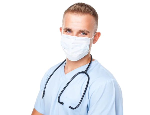 Портрет молодого врача в маске — стоковое фото