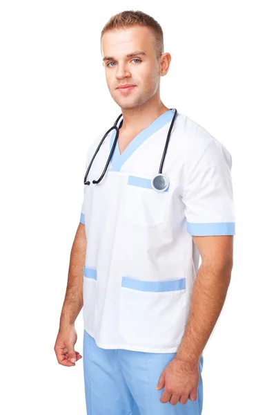 Friendly young doctor in uniform — Stock Photo, Image