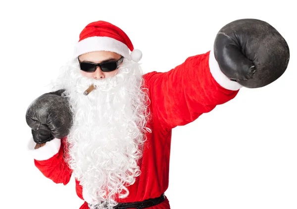 Babbo Natale con guanto da boxe — Foto Stock