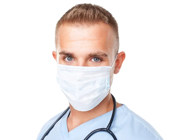 Portret młodego lekarza w masce — Zdjęcie stockowe
