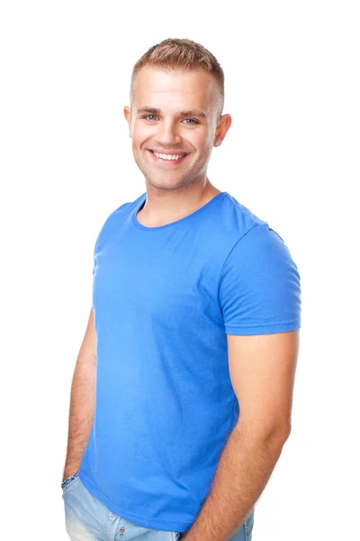 Uomo sorridente isolato su sfondo bianco — Foto Stock