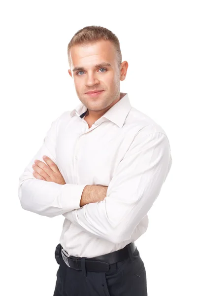 Joven sonriente con una camisa blanca —  Fotos de Stock