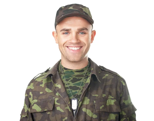 Soldato dell'esercito sorridente — Foto Stock