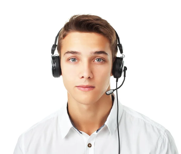 A fiatalember a fülhallgatóval — Stock Fotó