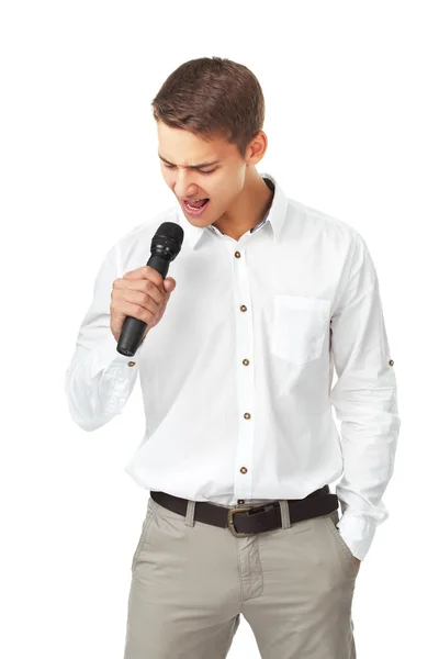 Young man singing — Stock Photo, Image