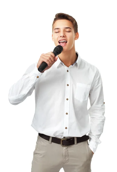 Mladý muž, zpěv — Stock fotografie