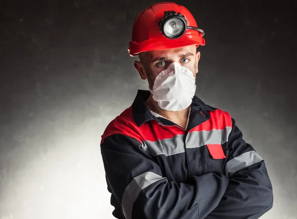 Coal miner with respirator — Stock Photo, Image