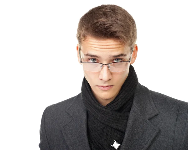 Hombre elegante mirando por encima de gafas — Foto de Stock