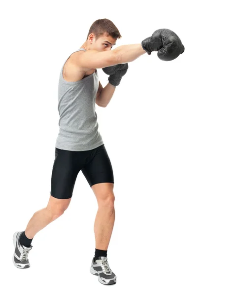 Boxer making punch — Stock Photo, Image