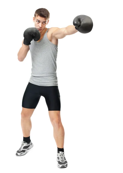 Boxer making punch — Stock Photo, Image