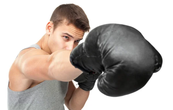 Jonge bokser maken punch — Stockfoto