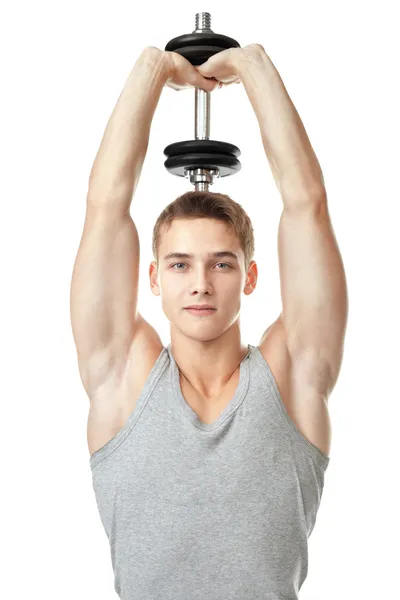 Fit man training his triceps — Stock Photo, Image