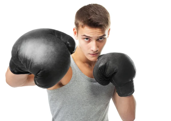 Bokser gooien een punch — Stockfoto