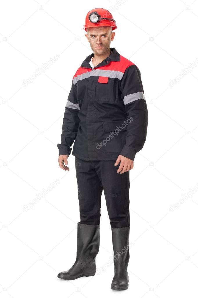 Full length portrait of young coal miner