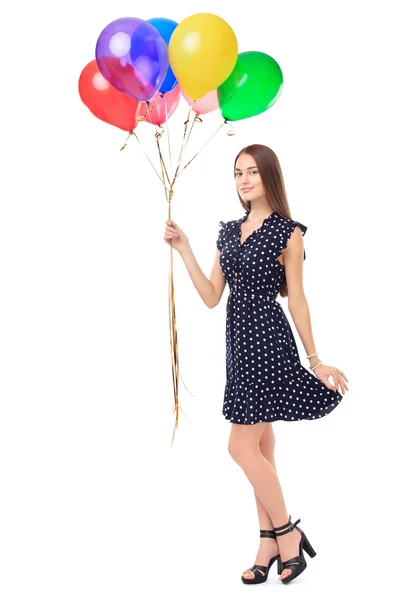Όμορφη νεαρή γυναίκα εκμετάλλευση μπαλόνια — Φωτογραφία Αρχείου