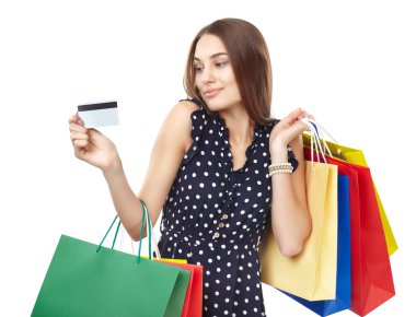 kredi ile mutlu bir alışveriş kadın 