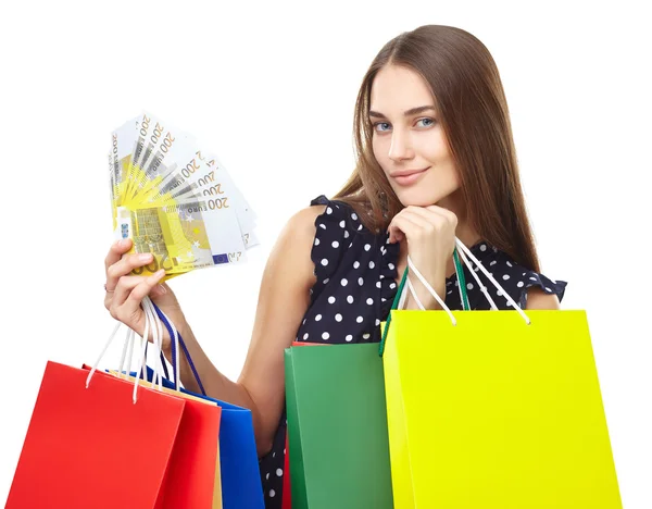 Felice donna dello shopping — Foto Stock