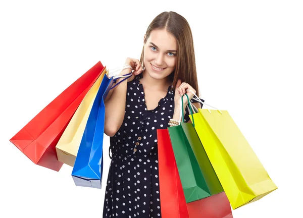 Felice donna dello shopping — Foto Stock