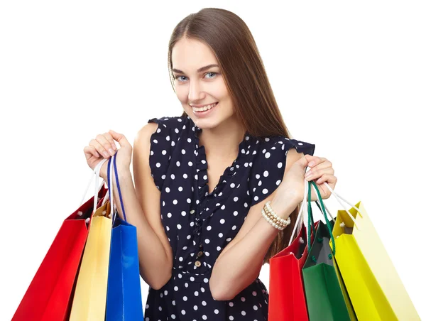 Felice donna dello shopping — Foto Stock